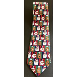 Christmas Santa Reindeer Snowman Ho Ho Ho Tie Men's Novelty Holiday Xmas Necktie